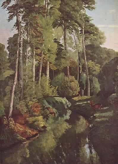 Gustave Courbet Waldbach mit Rehen oil painting picture